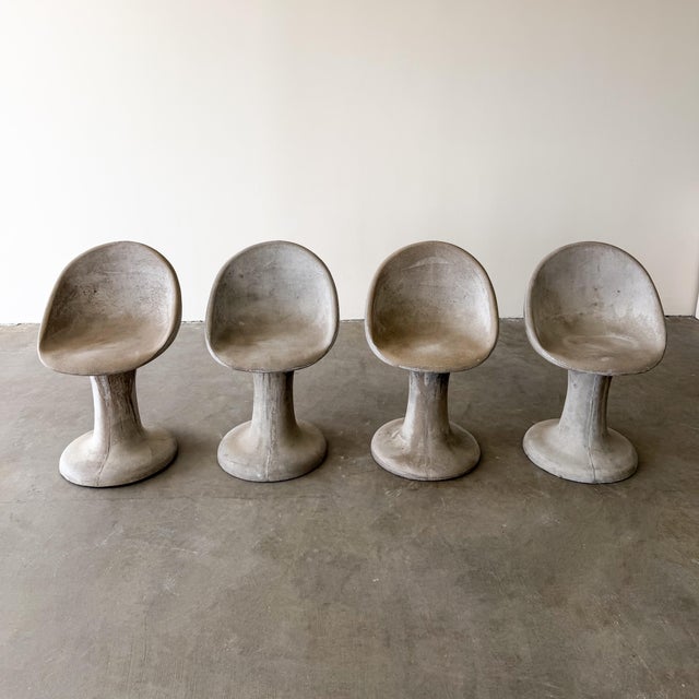 Vintage Set of 4 1970s Willy Guhl concrete tulip chairs. These iconic sculptural chairs feature Guhl’s signature organic...