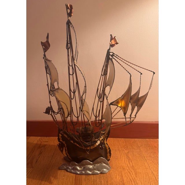 Handmade Argentine Metal Sailboat Sculpture — Nautical Statement Piece, One of a Kind For Sale In Portland, OR - Image 6 of 9