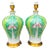 Pair of Hand-Painted Bok Choy Pattern Bulbous Melon Shape Porcelain Lamps, Famille Verte, Jingdezhen, Bok Choy Collection For Sale