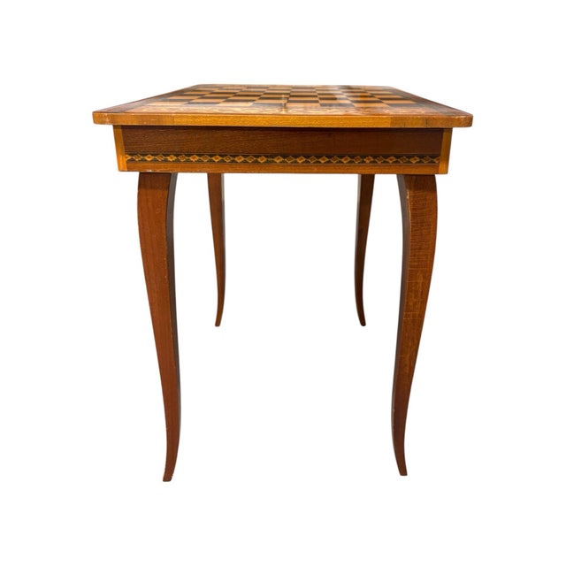 Rococo 1970s Italian Marquetry Wood Chess/Game Table For Sale - Image 3 of 6