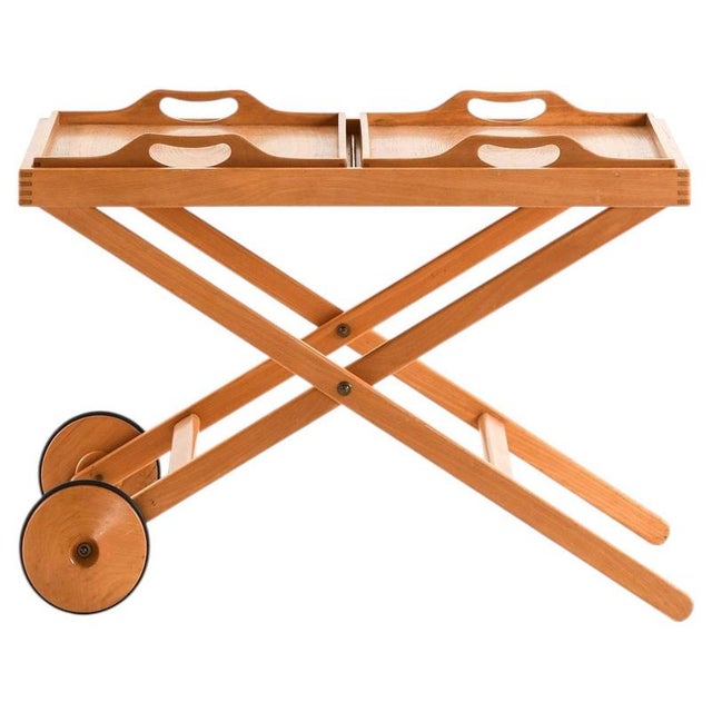 Wood Scandinavian Modern Trolley in Beech attributed to Tapio Wirkkala & Aulis Leinonen, 1950s For Sale - Image 7 of 7