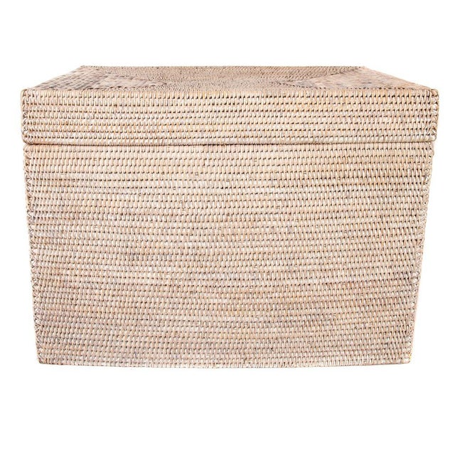 Wood Artifacts Rattan Rectangular Hinged Chest/Trunk in White Wash - 23" For Sale - Image 7 of 7