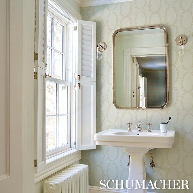 2020s Sample - Schumacher The Saints Wallcovering In Warm White For Sale - Image 5 of 6