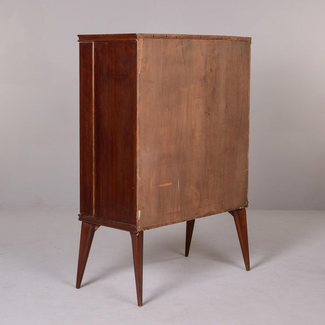 Wood Tall Mid Century Italian Bar Cabinet With Yellow Glass Panels and Mirrored Interior For Sale - Image 7 of 12