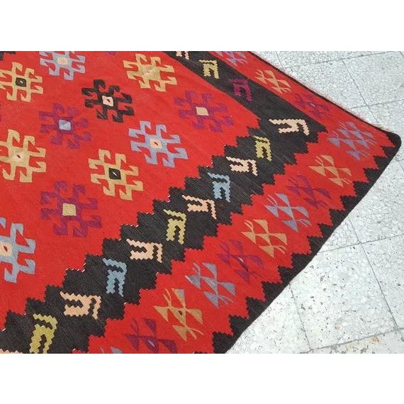 1970s 1970s Vintage Turkish Kilim Rug - 7′3″ × 9′4″ For Sale - Image 5 of 10