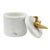 New special order item. Not vintage. WHITE MARBLE CONTAINER WITH BRASS ORIGAMI BIRD 4"W x 5"H x 4"D *Marble is a natural...