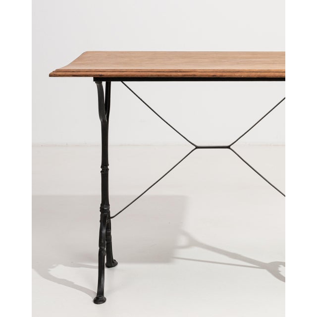 Cast Iron Bistro Table with Oak Top, Antique, France, 20th Century For Sale - Image 4 of 13