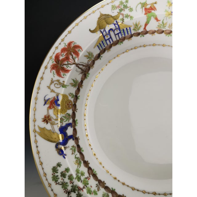 Rare and superb limoges porcelain serving platter by camille le tallec, "chinese circus" pattern hand-painted and gilded...
