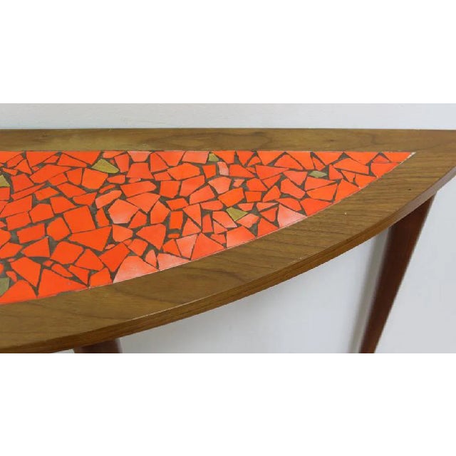 Orange Mid Century Modern Mosaic Top Console Table, C. 1960’s For Sale - Image 8 of 12