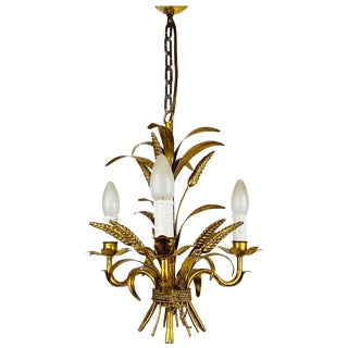 Golden Wheat Sheaf Pendant Lamp by Hans Kögl, Germany, 1970s For Sale