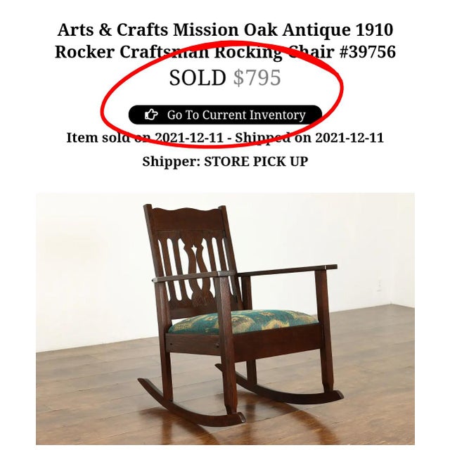 Early 20th Century Arts and Crafts Mission Oak Rocking Chair For Sale - Image 9 of 9