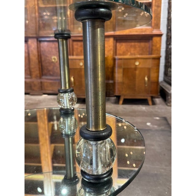 Mid 20th Century Pair of Brass and Steel Semon Bache Side Tables For Sale - Image 5 of 5