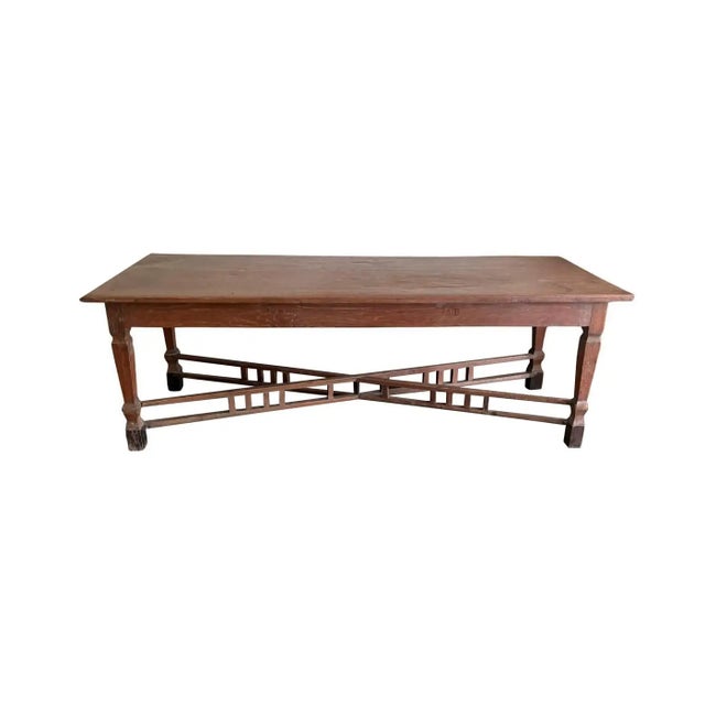 Wood Large Mid 20th Century Colonial Teak Wood Table From Java, Indonesia For Sale - Image 7 of 10