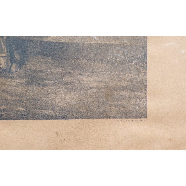 Antique Equestrian Horse Lithograph Print Oak Wood Gilt Gesso Double Frame For Sale - Image 10 of 13