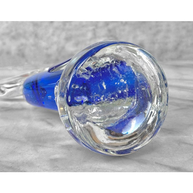 Blue Mid-Century Coastal Pelican Italian Art Glass Sculpture For Sale - Image 8 of 8
