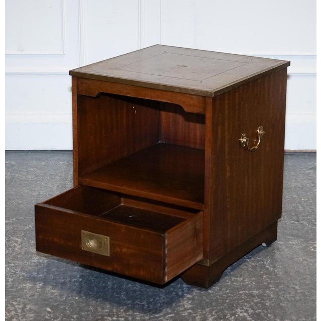 Vintage Bevan Funell Military Campaign Nightstand with Leather Top For Sale - Image 5 of 14