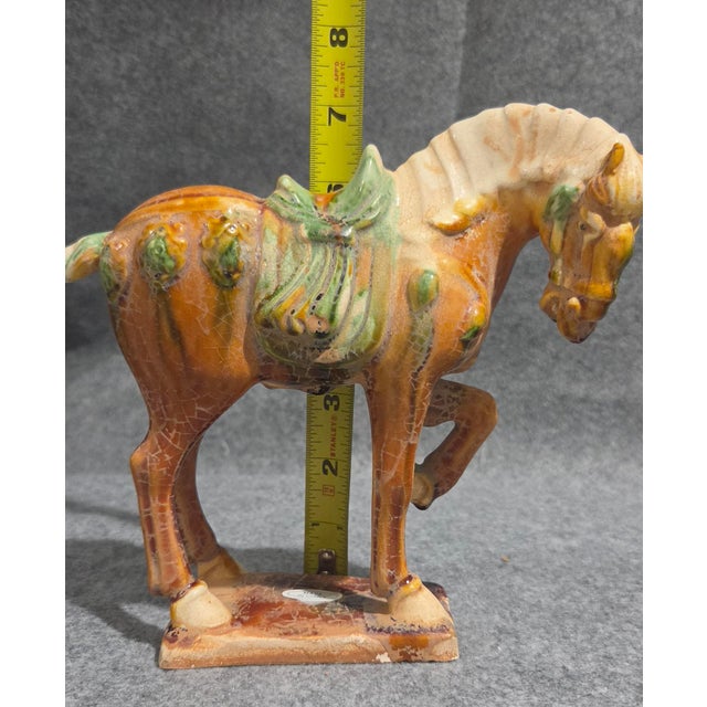 Brown Trio of Chinese Tang Dynasty Style Sancai Glazed War Horses For Sale - Image 8 of 18