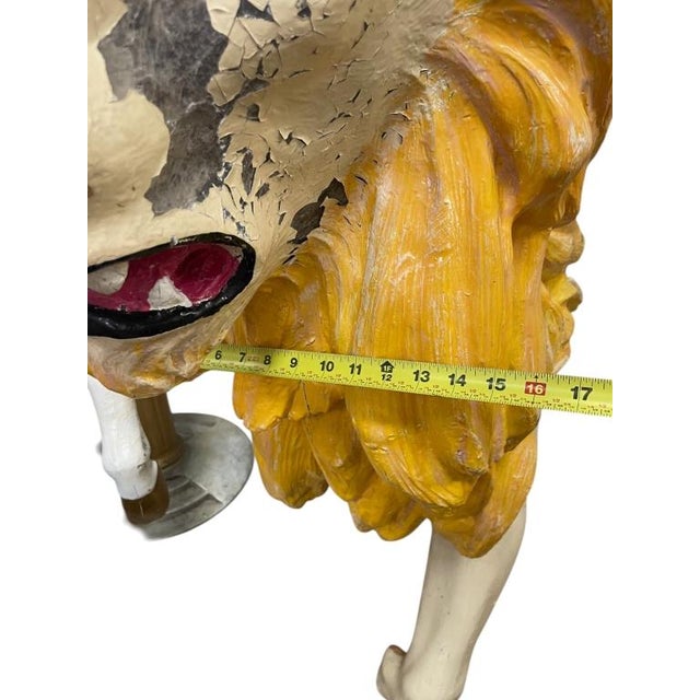1960s Large Vintage Hand-Painted Carousel Lion Carnival Figure, 80" Long 1 of 2 For Sale - Image 5 of 10