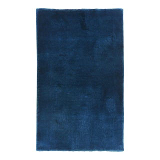 Galerie Shabab Collection Mid-20th Century Handmade Chinese Art Deco Throw Rug in Blue For Sale