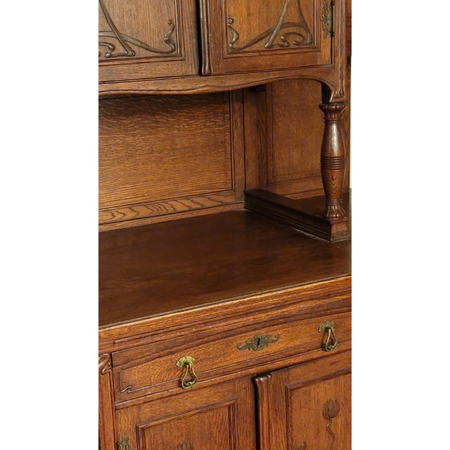 1890s Rare Art Nouveau Eugene Gaillard Maison Bing Oak Hutch Sideboard Signed For Sale - Image 12 of 18
