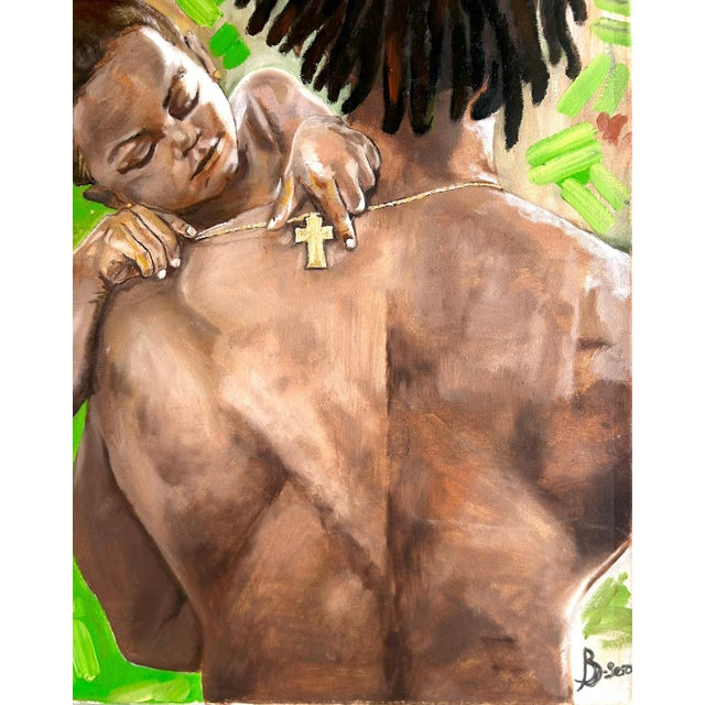 Love and Protection, Oil Painting by Seromo Okoro, (2024), Father' and Daughter's Love For Sale - Image 4 of 6