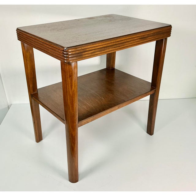 Art Deco 1930 Vintage Boho Chic Art Deco Wood Side Table, 2 Tier. For Sale - Image 3 of 16