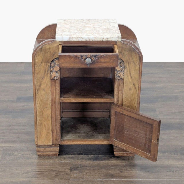 Art Deco Antique Deco Nightstand With Marble Top For Sale - Image 3 of 8