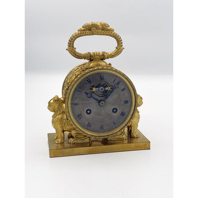 Charles X Travel Officer's Pendule Clock in Gilded Bronze by Le Roy For Sale - Image 16 of 16