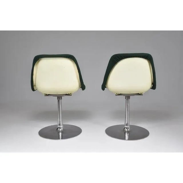 Robin Day Swivel Chairs in Green Upholstery and Aluminum, 1960s For Sale - Image 6 of 11