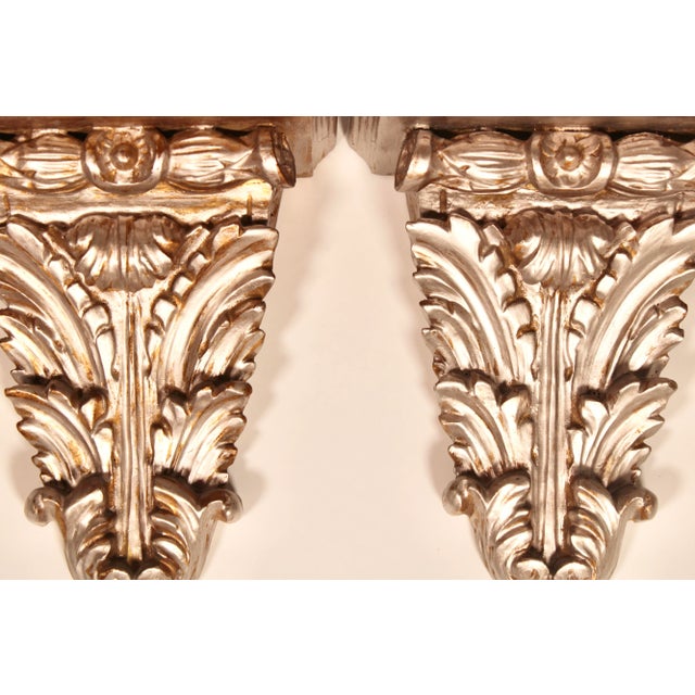 Silver Vintage Italian Silver Gilt Acanthus Leaf Wooden Wall Shelves For Sale - Image 8 of 13