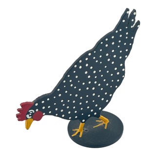 Cast Iron Polka Dot Rooster Figurine For Sale