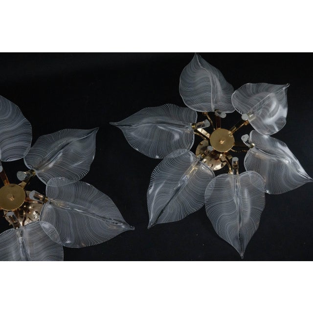 Large Murano Glass Leaf Flush Mounts from Franco Luce, 1970s, Set of 2 For Sale - Image 15 of 18