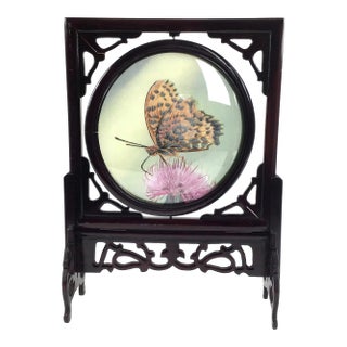 Artisan Vintage Rosewood Butterfly Double Display For Sale