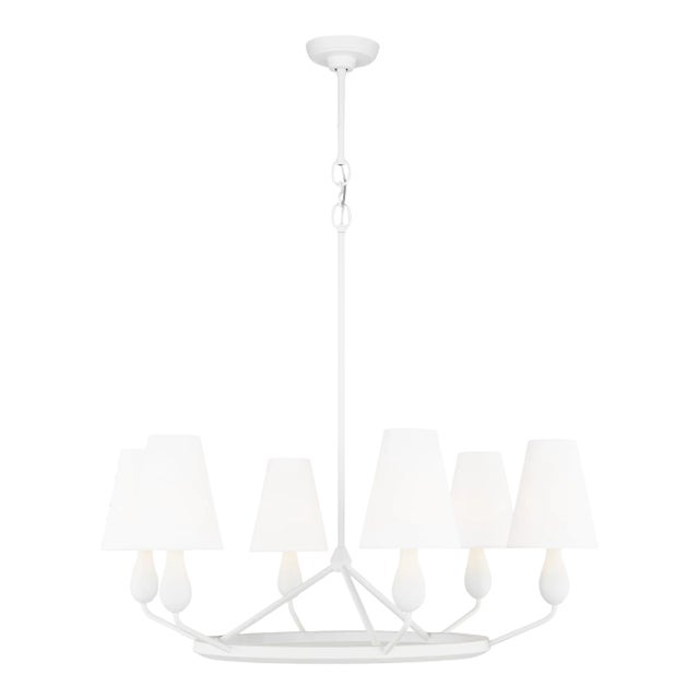 Thomas O'Brien by Visual Comfort Studio Ziba 6-Light Medium Chandelier in Matte White For Sale