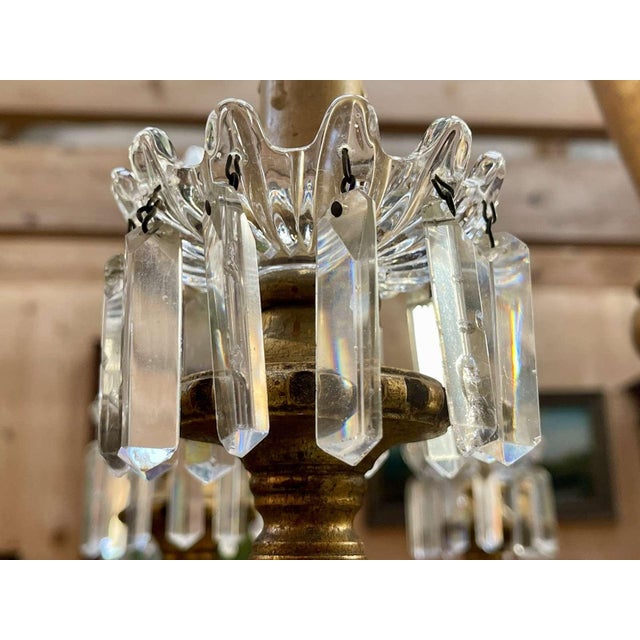 19th Century Gilded Wood Chandelier with Crystal Drops For Sale - Image 10 of 18