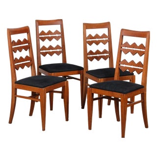 Vintage Oak Chairs, 1950s, Set of 4 For Sale