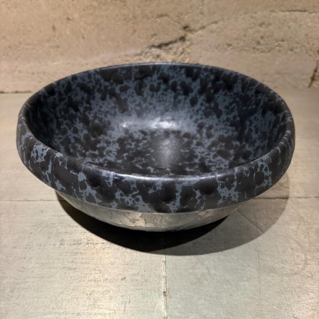 1960s Vintage Ceramic Stoneware Bowl David Gil Bennington Potters Black Agate For Sale - Image 5 of 8