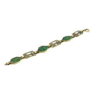 Enos Richardson Jade Multi-Color Enamel 14k Gold Open Link Bracelet For Sale