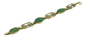 Enos Richardson Jade Multi-Color Enamel 14k Gold Open Link Bracelet