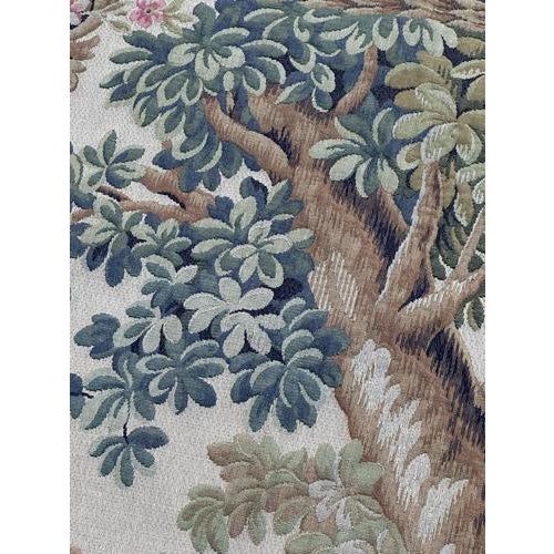 Mid-Century Jacquard Halluin Birds Offering Tapestry in the style of François Boucher, France, 1960s For Sale - Image 12 of 18