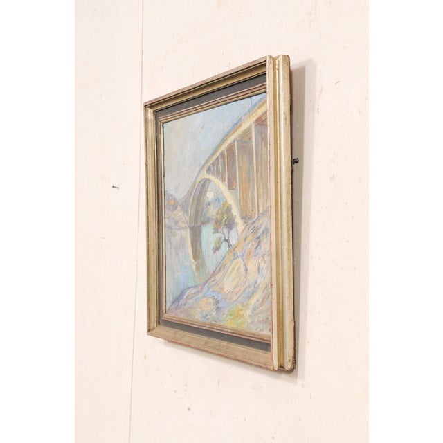 Swedish Painting of Bridge Over Water, 1950 For Sale - Image 10 of 12