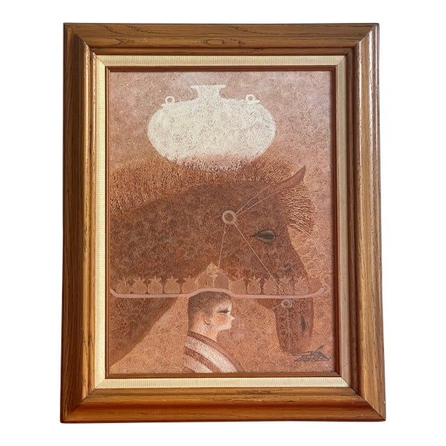 Textured Modernist Canvas Giclee Park Dorn Signed Mario Jung Surrealism Horse For Sale