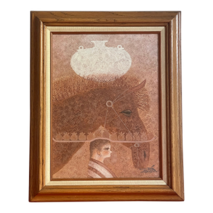 Textured Modernist Canvas Giclee Park Dorn Signed Mario Jung Surrealism Horse