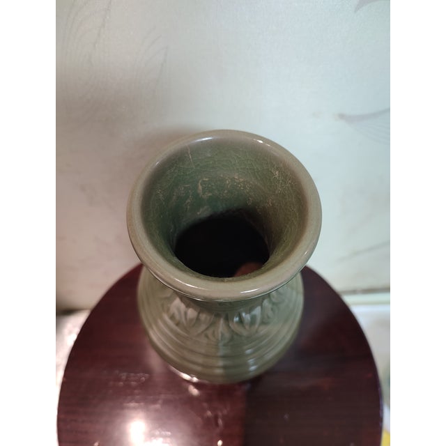 Celadon Chinese Ceramic Censer Hand Carved Yaozhou Ware Celadon Three Legs Censer For Sale - Image 8 of 12