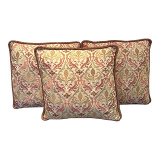 Nancy Corzine Pillows With Embroidery- Set of 3 For Sale