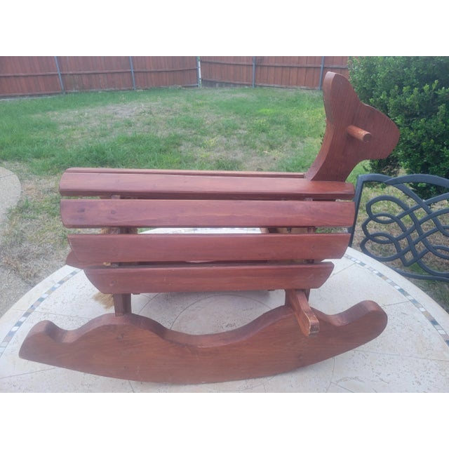 Wood Vintage Wooden Rocking Horse For Sale - Image 7 of 11