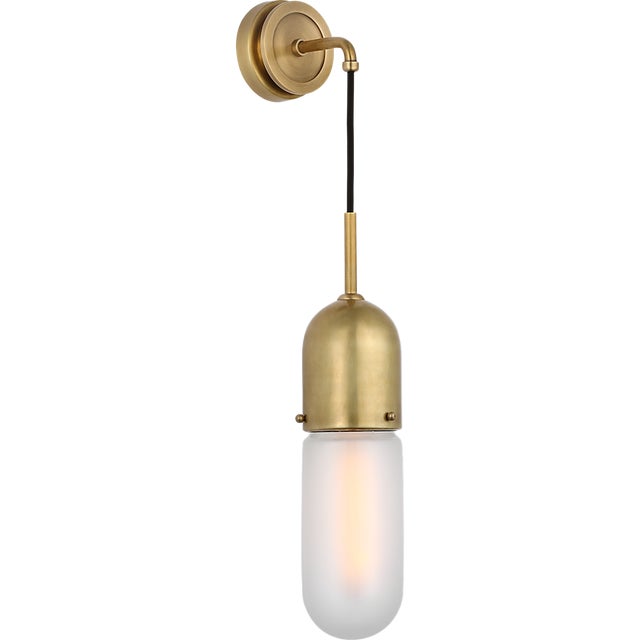 Junio Wall Light in Hand-Rubbed Antique Brass with Frosted Glass Designer: Thomas O'Brien Finish: Hand-Rubbed Antique...