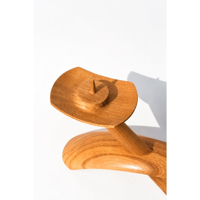 Mid-Century Modern Biomorphic Boomerang Wood Double Flame Candlestick, 1950s For Sale - Image 4 of 10