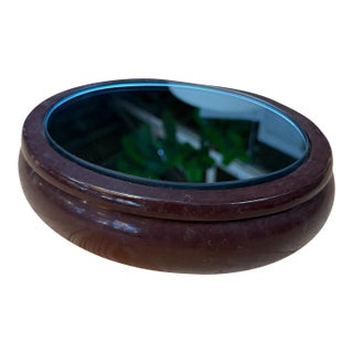 Vintage Italian Oval Vanity Box With Smoked Mirror For Sale