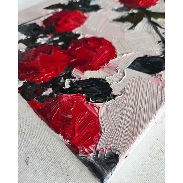 Impressionist Red Flowers Oil Painting by Vivek Mandalia For Sale - Image 3 of 3